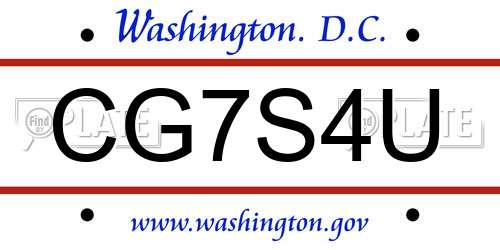 CG7S4U District Of Columbia License Plate