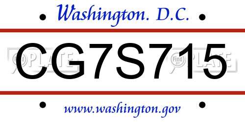 CG7S715 District Of Columbia License Plate