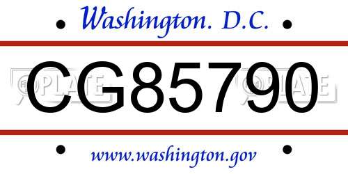 CG85790 District Of Columbia License Plate
