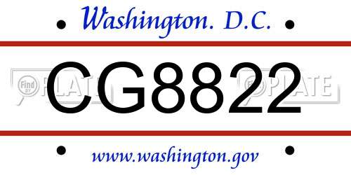 CG8822 District Of Columbia License Plate