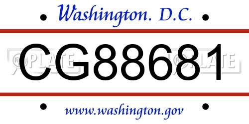 CG88681 District Of Columbia License Plate