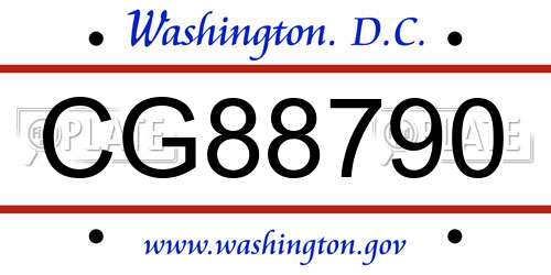 CG88790 District Of Columbia License Plate