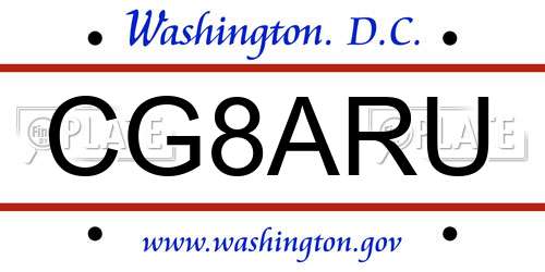 CG8ARU District Of Columbia License Plate