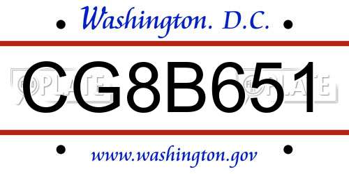 CG8B651 District Of Columbia License Plate