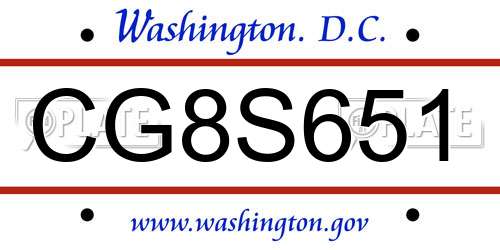 CG8S651 District Of Columbia License Plate
