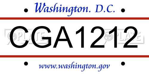 CGA1212 District Of Columbia License Plate