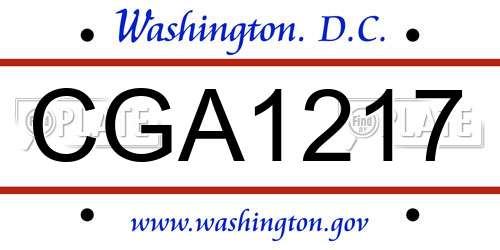CGA1217 District Of Columbia License Plate