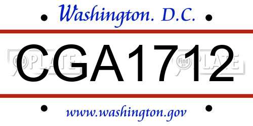 CGA1712 District Of Columbia License Plate