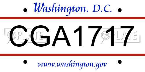 CGA1717 District Of Columbia License Plate