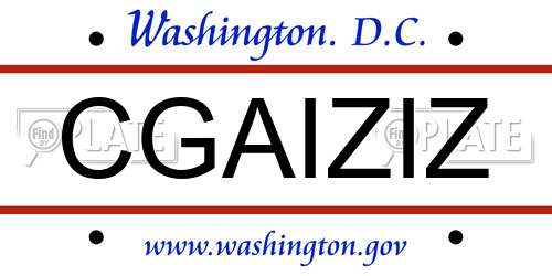 CGAIZIZ District Of Columbia License Plate
