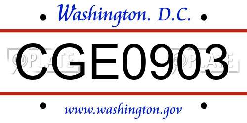 CGE0903 District Of Columbia License Plate