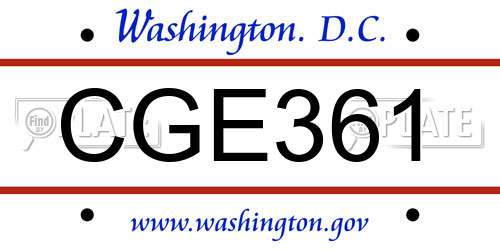 CGE361 District Of Columbia License Plate