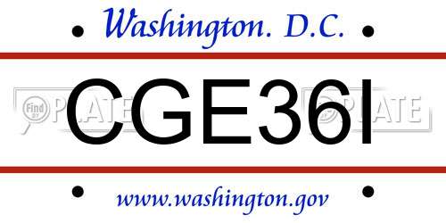 CGE36I District Of Columbia License Plate