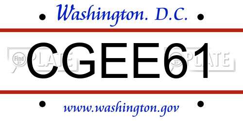 CGEE61 District Of Columbia License Plate
