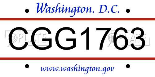 CGG1763 District Of Columbia License Plate
