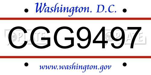 CGG9497 District Of Columbia License Plate