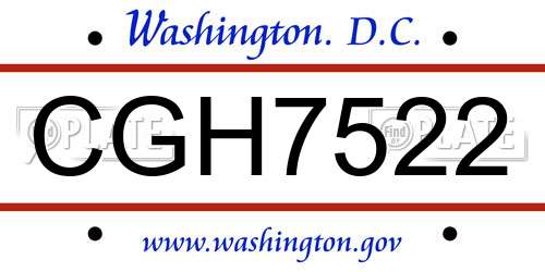 CGH7522 District Of Columbia License Plate