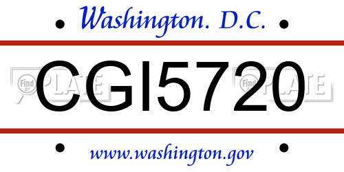 CGI5720 District Of Columbia License Plate