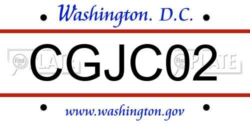 CGJC02 District Of Columbia License Plate
