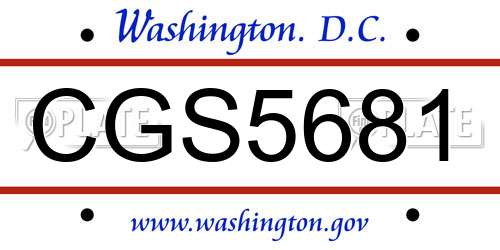 CGS5681 District Of Columbia License Plate