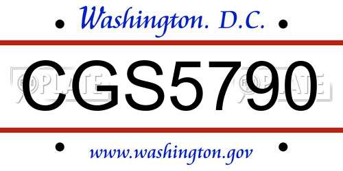 CGS5790 District Of Columbia License Plate