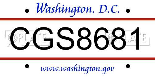CGS8681 District Of Columbia License Plate