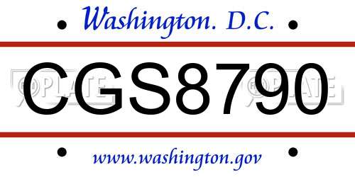 CGS8790 District Of Columbia License Plate