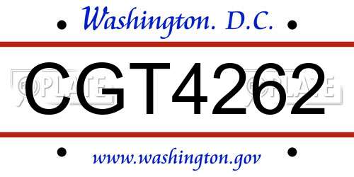 CGT4262 District Of Columbia License Plate