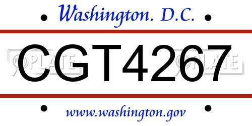 CGT4267 District Of Columbia License Plate