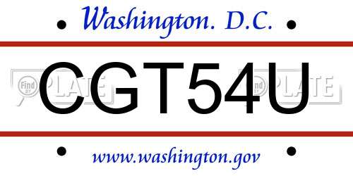 CGT54U District Of Columbia License Plate