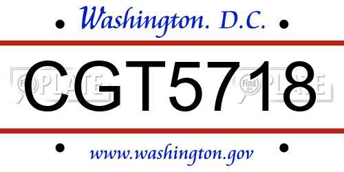 CGT5718 District Of Columbia License Plate