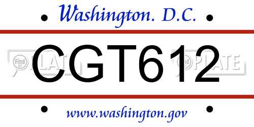 CGT612 District Of Columbia License Plate