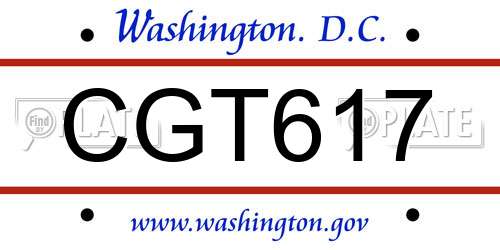 CGT617 District Of Columbia License Plate
