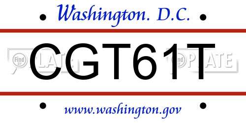 CGT61T District Of Columbia License Plate
