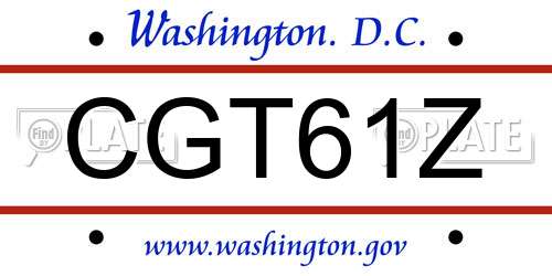 CGT61Z District Of Columbia License Plate