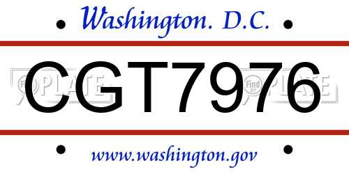 CGT7976 District Of Columbia License Plate