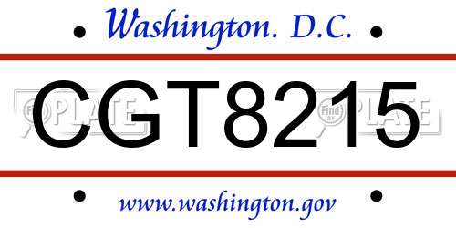 CGT8215 District Of Columbia License Plate