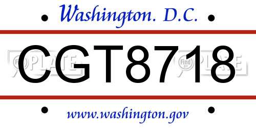 CGT8718 District Of Columbia License Plate
