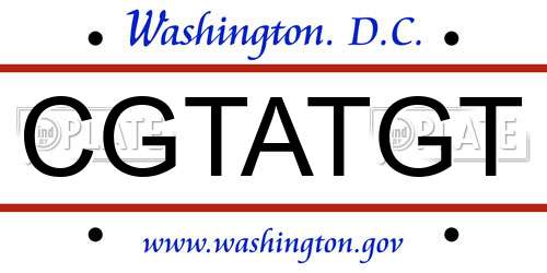 CGTATGT District Of Columbia License Plate