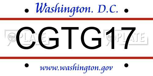 CGTG17 District Of Columbia License Plate