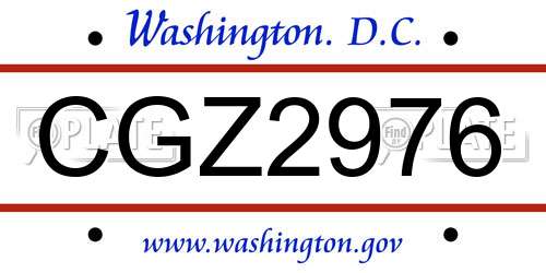 CGZ2976 District Of Columbia License Plate