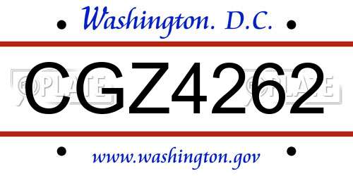 CGZ4262 District Of Columbia License Plate