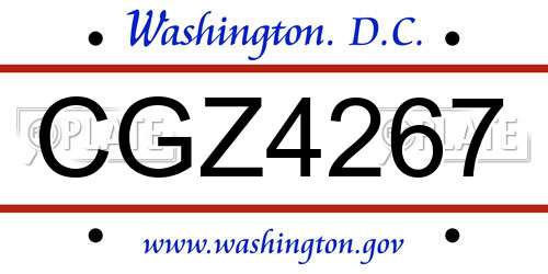 CGZ4267 District Of Columbia License Plate