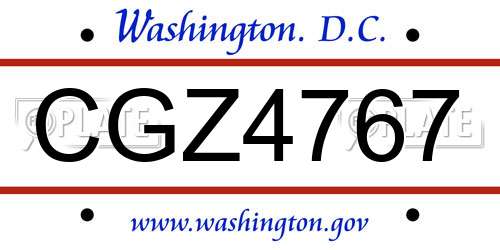 CGZ4767 District Of Columbia License Plate