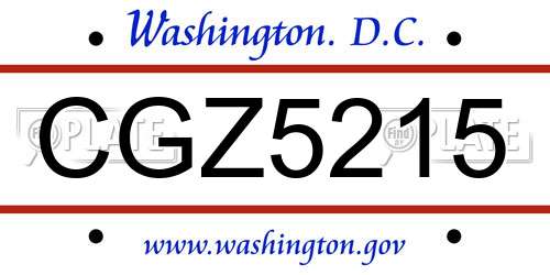 CGZ5215 District Of Columbia License Plate