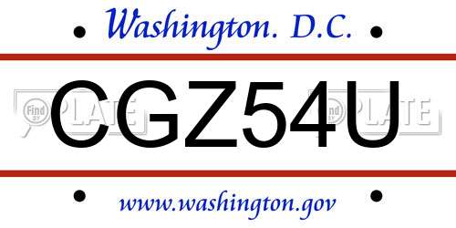 CGZ54U District Of Columbia License Plate
