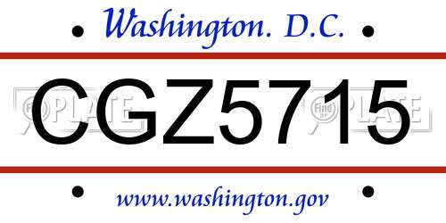 CGZ5715 District Of Columbia License Plate