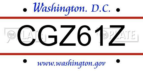 CGZ61Z District Of Columbia License Plate