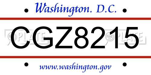 CGZ8215 District Of Columbia License Plate