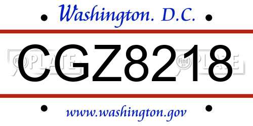 CGZ8218 District Of Columbia License Plate